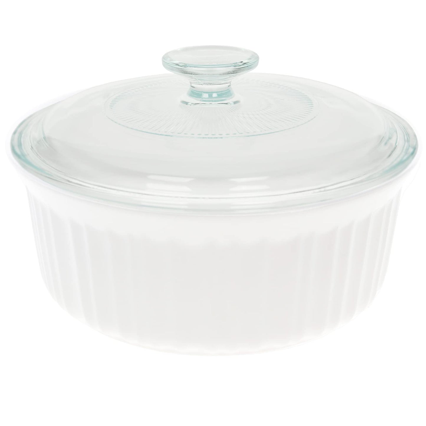 Corningware FS5 1.5qt/1.4L Round French White Casserole Dish & G-5C French White 1.5qt Fluted Glass Lid