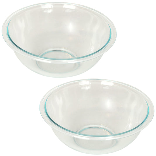 Pyrex 325 (2.5Qt) Clear Glass Mixing Bowls (2-Pack) - Made in USA