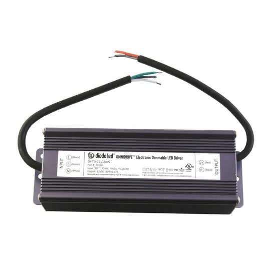 DiodeLED DI-TD-24V-80W Dimmable Electronic Driver 90 - 135 Volt AC Input 12 Volt DC Output 80 Watt Output Omnidrive