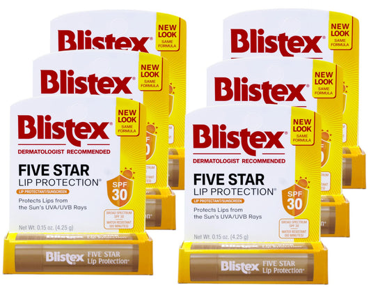 Blistex Five Star Lip Protection Lip Protectant/Sunscreen SPF 30 - Pack of 6