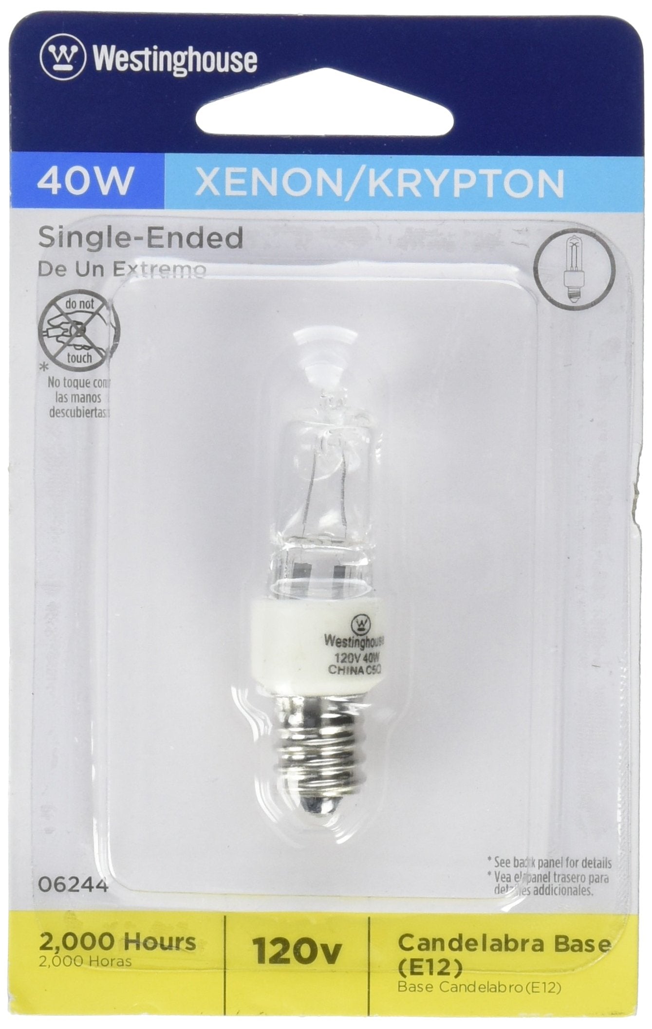 Westinghouse Lighting 0624400, 40 Watt, 120 Volt Clear Incan T3 Light Bulb, 2000 Hour 560 Lumen
