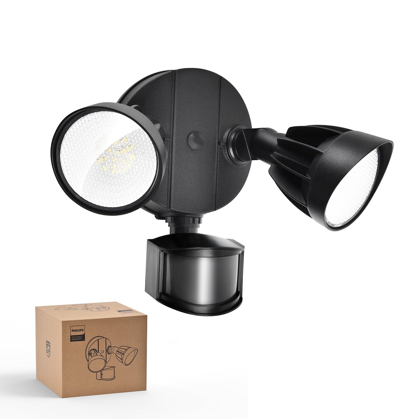Philips 44W 4200 lm LED Security Light Outdoor w/PIR Motion Sensor, 5000K Daylight Flood Light, Waterproof, Dusk to Dawn, 2 Heads, 4 Modes