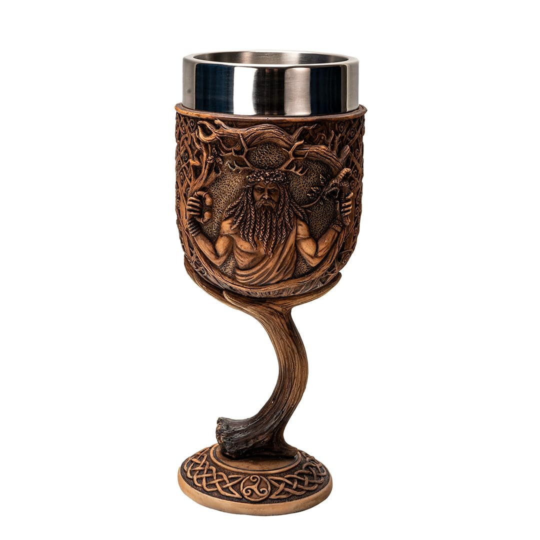 Pacific Giftware Cernunnos Goblet with Celtic Designs Resin and Stainless Steel Cup Inspired by the Horned God for Unique Drinkware and Decor 7.25" Tall