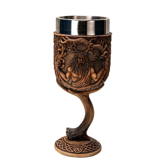 Pacific Giftware Cernunnos Goblet with Celtic Designs Resin and Stainless Steel Cup Inspired by the Horned God for Unique Drinkware and Decor 7.25" Tall