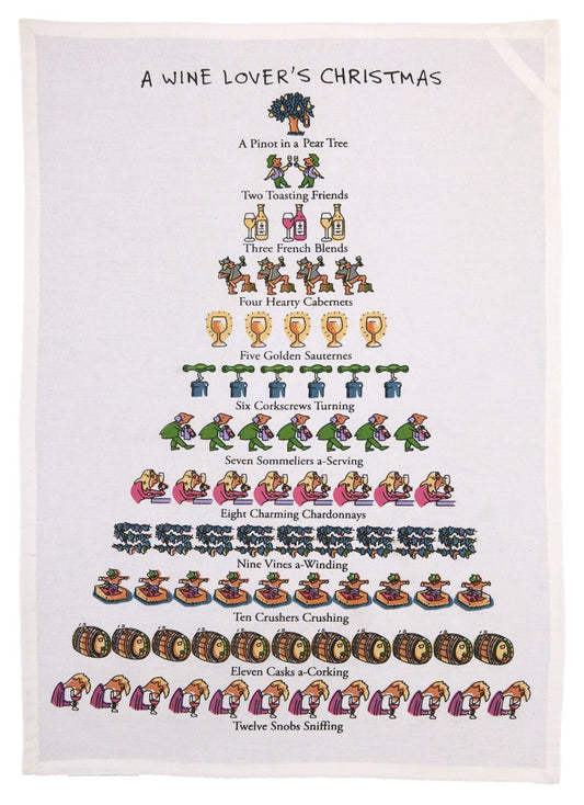 Mistletoe & Co. A Wine Lover's Christmas 100% Cotton Kitchen Tea Towel, 18" x 26"