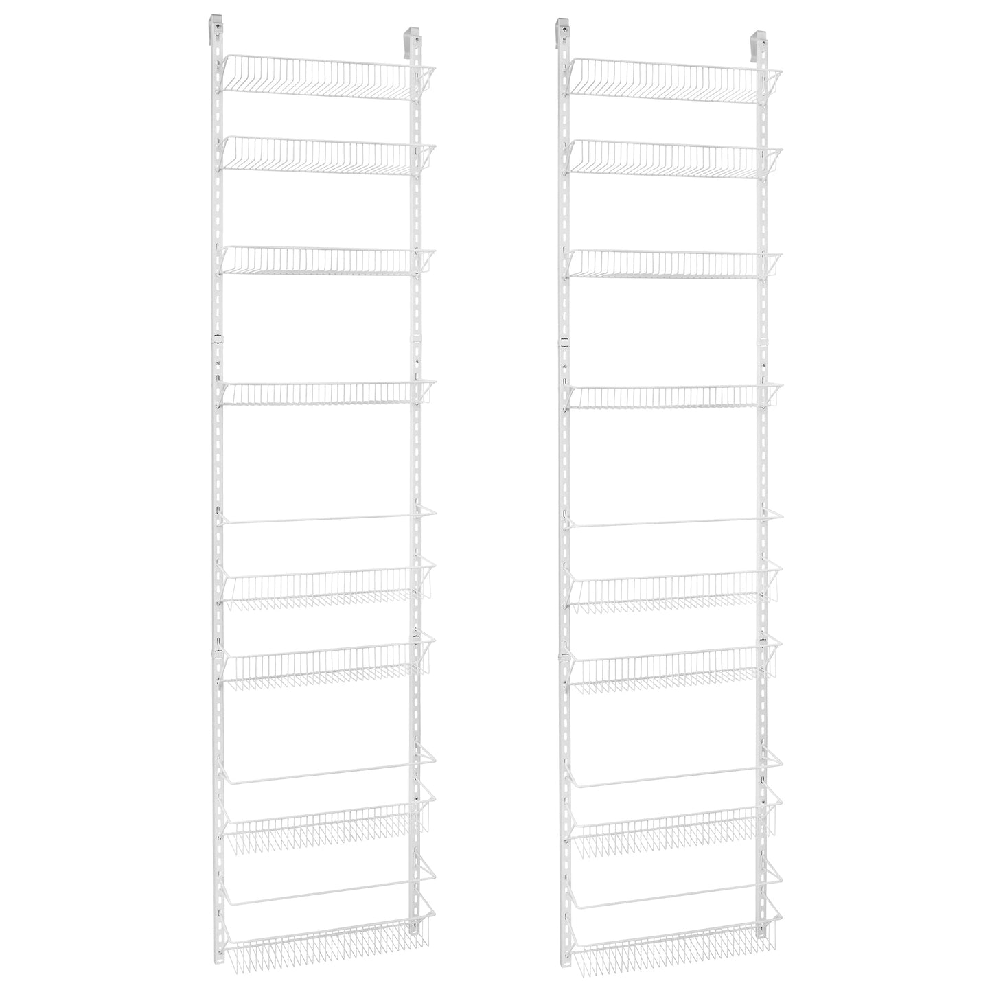 ClosetMaid Adjustable Organizer Rack with Baskets Wall or Over Door Mount, for Kitchen, Pantry, Utility Room, Closet, 18 in. W, White Finish, Pack of 2