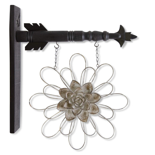 K&K Interiors 17238A-AR 13.5 Inch Gray Metal Wire Flower with Resin Center Arrow Replacement