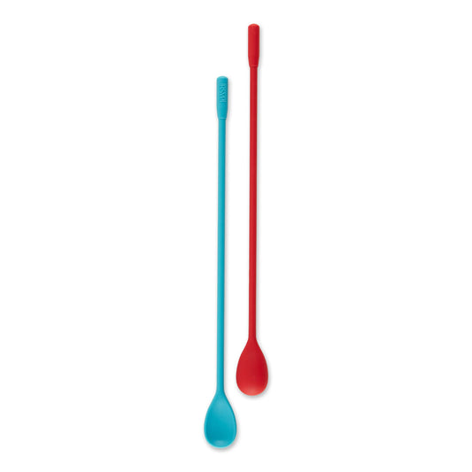 RSVP International Silicone Stir Spoons, 10 inch, Multi-Color | BPA-Free | Prefect for Stirring Drinks & Getting to the Bottom of Jars | Dishwasher Safe