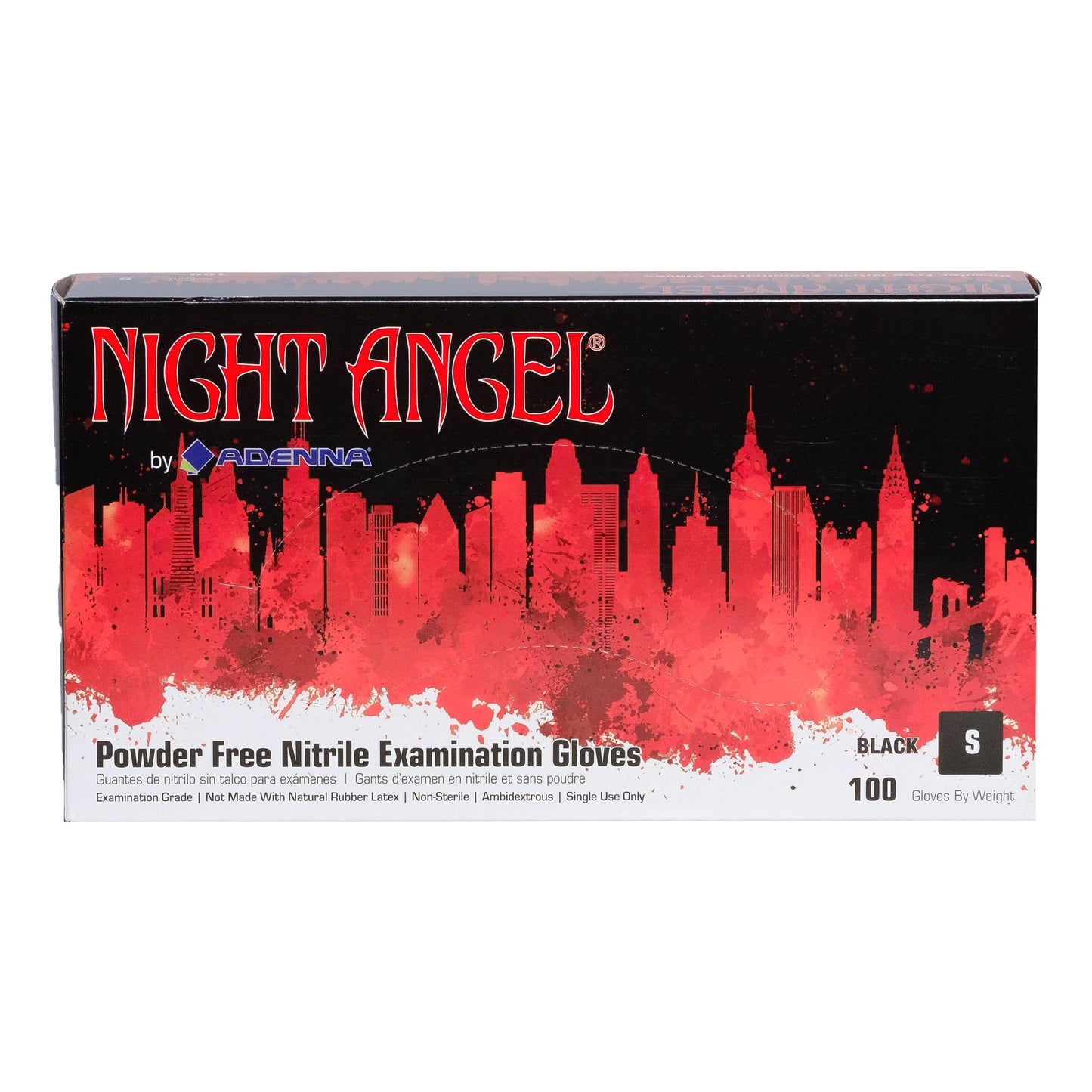 Adenna NGL220 Night Angel Nitrile Powder Free Exam Gloves, 4 mil, Black, Small (Pack of 1000)