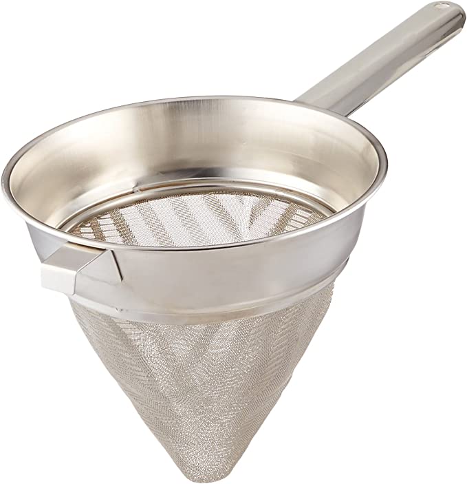 Winco Bouillon Strainer, 8-Inch Diameter, Extra Fine Mesh, Medium, Stainless Steel