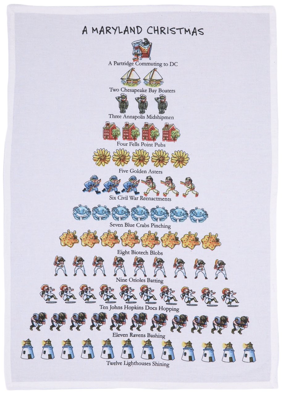 Mistletoe & Co. A Maryland Christmas 100% Cotton Kitchen Towel, 18" x 26"