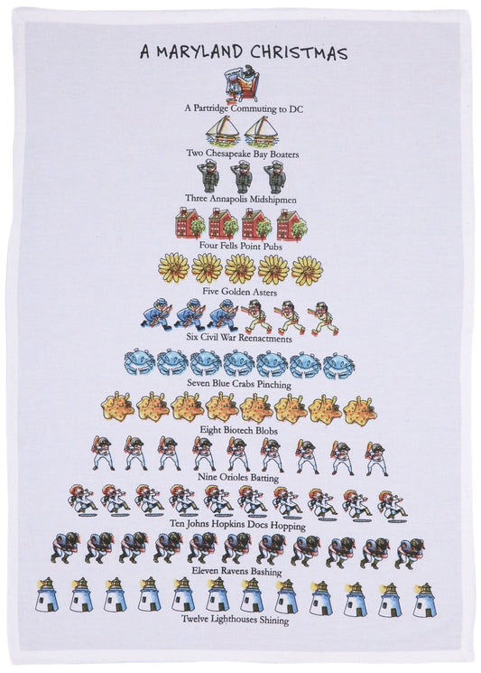 Mistletoe & Co. A Maryland Christmas 100% Cotton Kitchen Towel, 18" x 26"