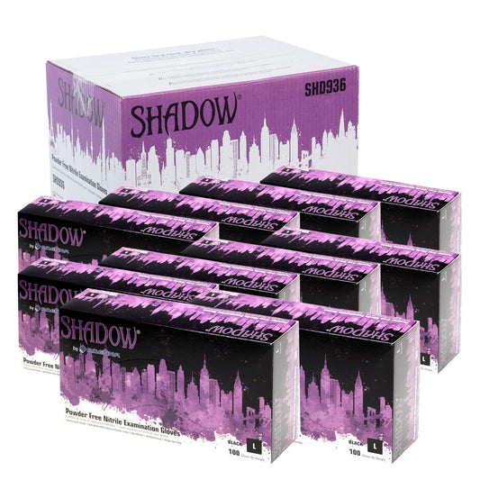 Adenna SHADOW Disposable Nitrile Gloves иC 6 Mil, Medical Grade Exam Rubber Glove with Textured Grip, Non-Latex & Powder-Free, Case of 1000, Medium, Black