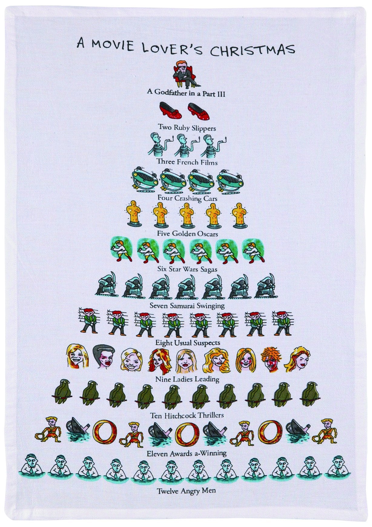 Mistletoe & Co. A Movie Lover's Christmas 100% Cotton Kitchen Tea Towel, 18" x 26"