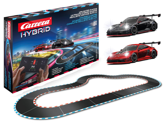 Carrera Hybrid Highway Challenge - Racing Fun of The New Generation - Legendary Porsche 911 GT3 R in 1:50 Scale - Hybrid Technology with AI Support - Control via Smartphone App