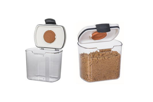 Progressive International Prepworks ProKeeper 2- Piece Kitchen Clear Food Baker's Kitchen Storage Organization Canister Set (Brown Sugar 1.5-Quart)