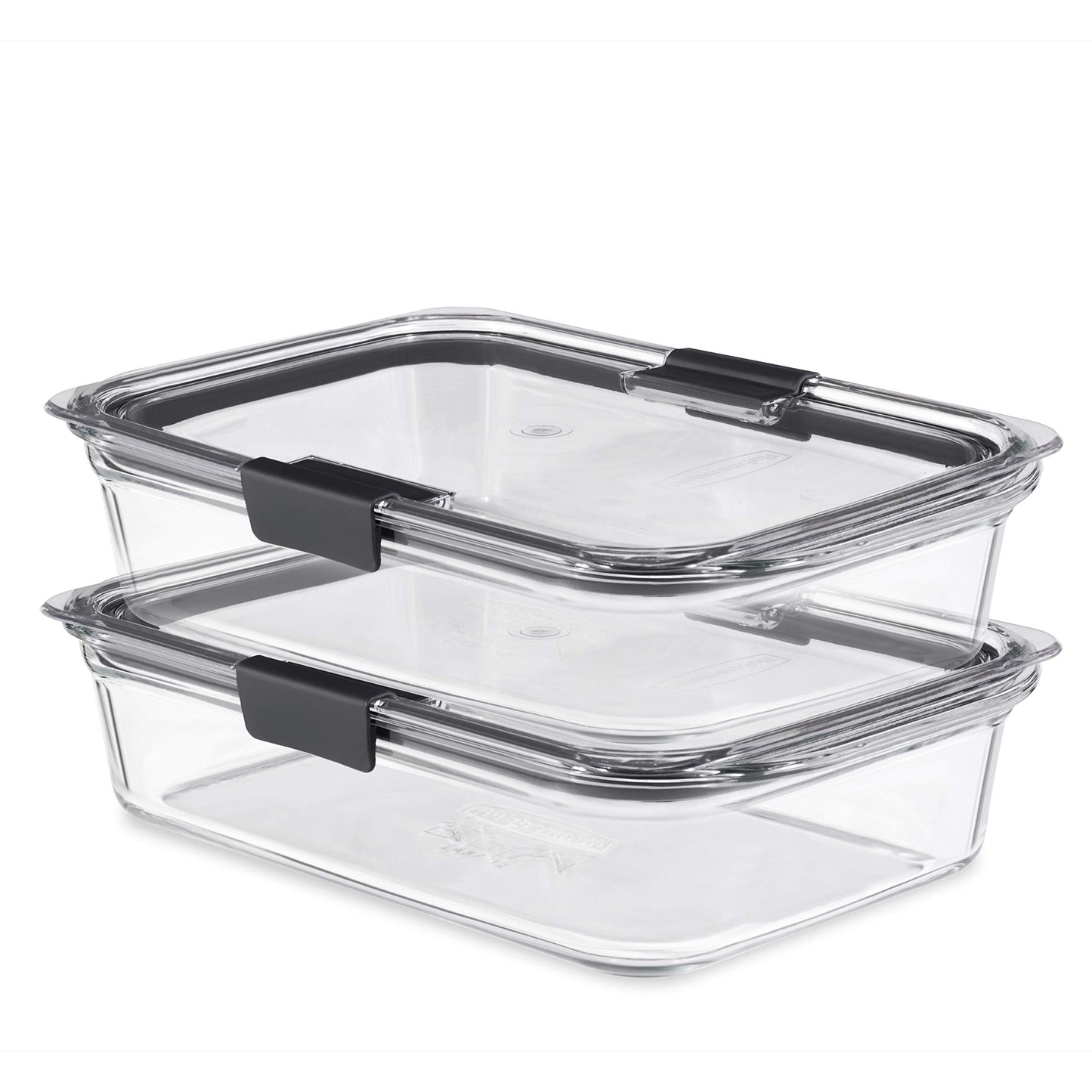 Rubbermaid Brilliance Glass Food Storage Containers, 8 Cup, Set of 2, BPA-Free, Leak-Proof, Clear