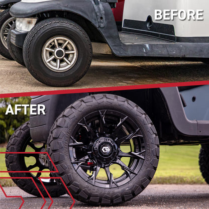 GTW Diablo 14 Inch Aluminum Golf Cart Wheel, Gloss Black/Machined