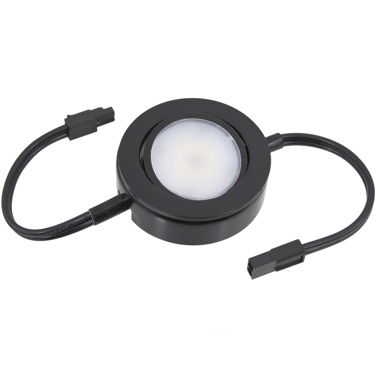 MVP Single Linking Puck with 6-Inch Lead/Tail Wiresand Mounting Screws, Dimmable Swivel LED, Linkable, cETLus Listed, 2-3/4-Inch, 2700K Black, Single Linking Puck