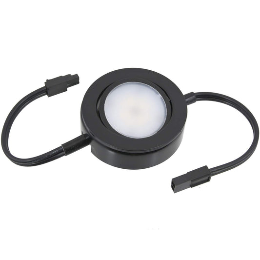 MVP Single Linking Puck with 6-Inch Lead/Tail Wiresand Mounting Screws, Dimmable Swivel LED, Linkable, cETLus Listed, 2-3/4-Inch, 2700K Black, Single Linking Puck