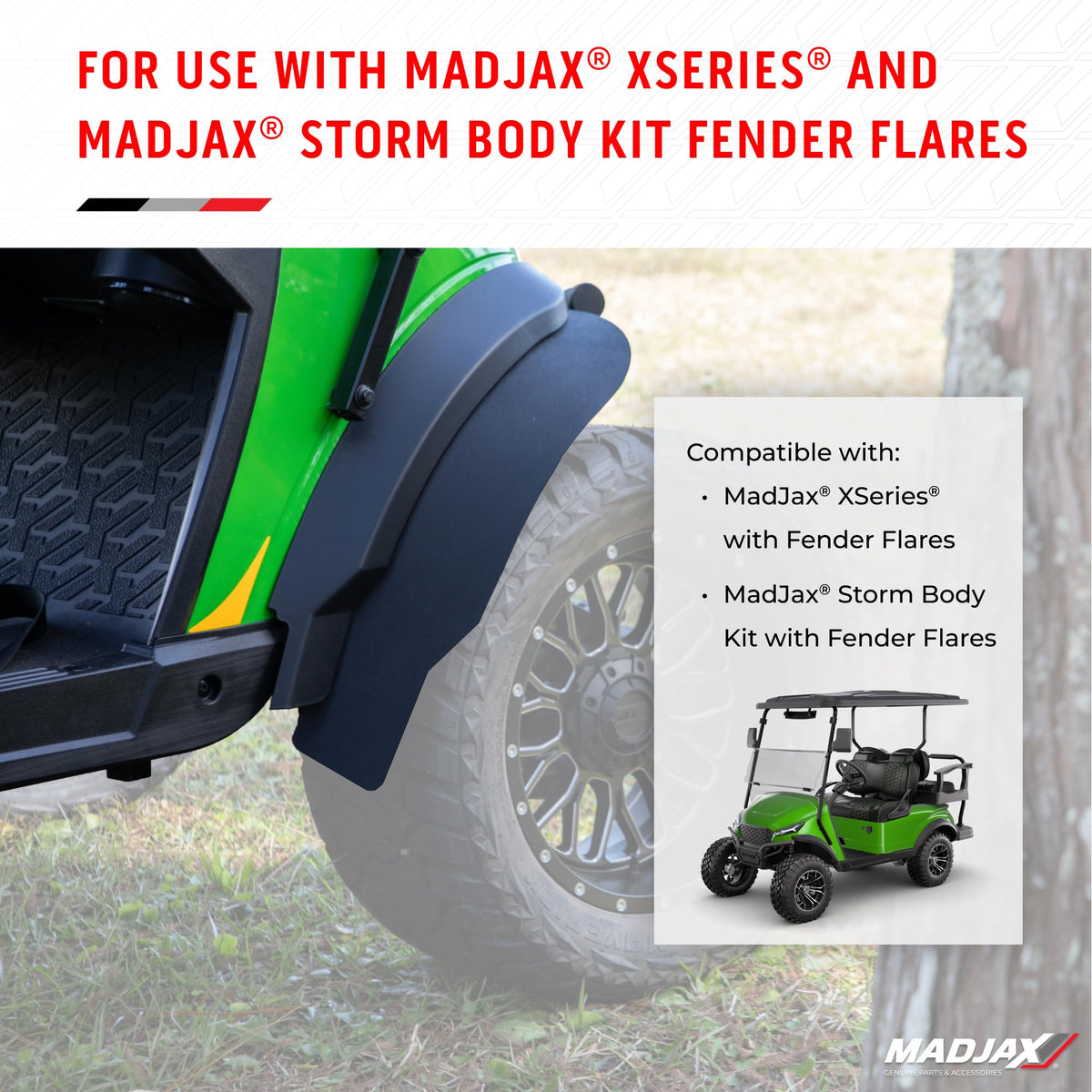 MADJAX Front Fender Flare Extensions for Storm Body Kit XSeries Golf Cart Models