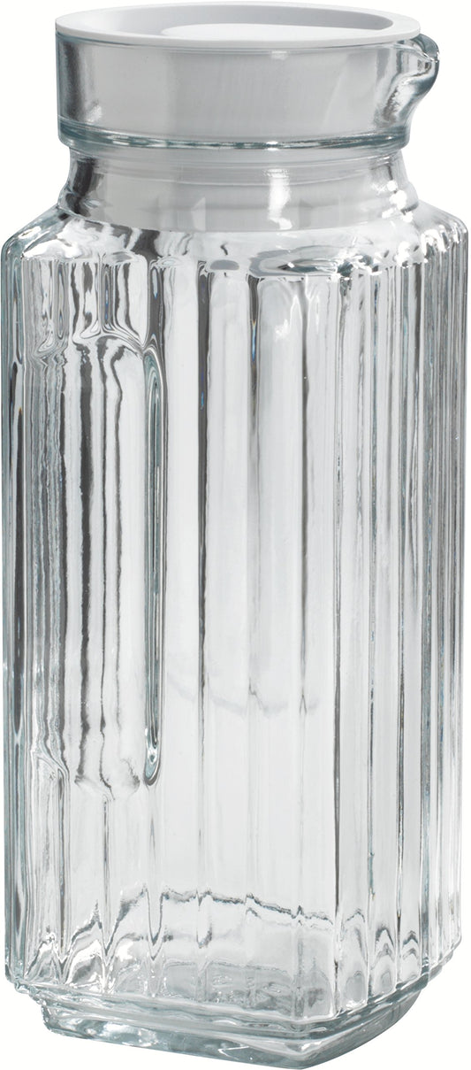 Anchor Hocking 93411 1 Quart Glass Bistro Pitcher With White Stopper