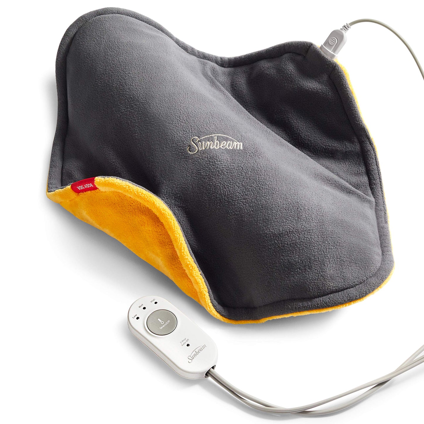 Sunbeam ConformHeat Heating Pad, 14" x 14", Lightly Weighted, Flexible Design, XpressHeat Technology, Machine-Washable, Pain Relief for Back, Shoulder, Neck, Grey