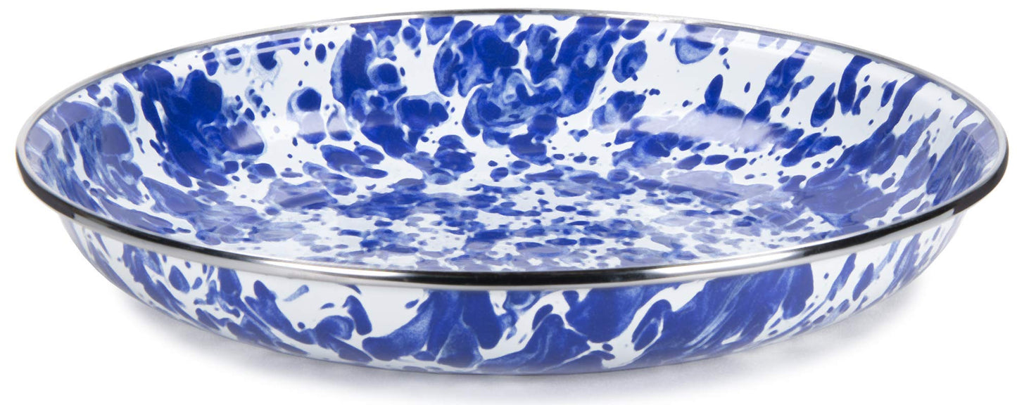 Enamelware - Colbalt Blue Swirl Pattern - 10 Inch Pasta Plate