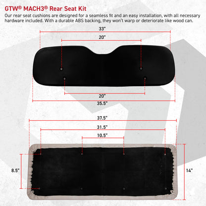 GTW MACH3 Golf Cart Rear Seat Kit with Steel Frame, Sandstone Cushions