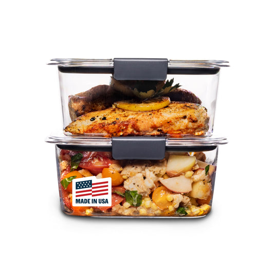 Rubbermaid Brilliance BPA-Free Food Storage Containers, Medium Deep, 4.7 Cup, 2-Pack, Airtight & Leak-Proof, Microwave & Dishwasher Safe