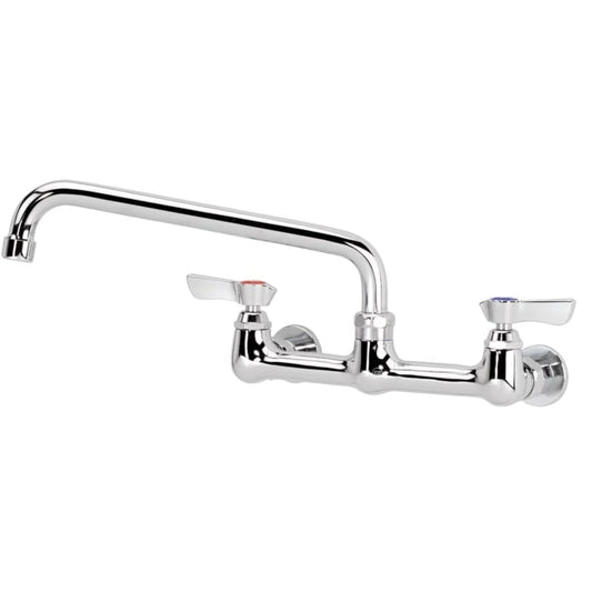 Krowne 12-810L Wall Mount Faucet, Silver Series, 8" Center Splash-Mounted, Heavy Duty Low Lead Faucet with 10" Swing Spout, 1.8 GPM, Chrome-Plated, NSF, 12-3/8"W x 10" D x 4-3/8"H