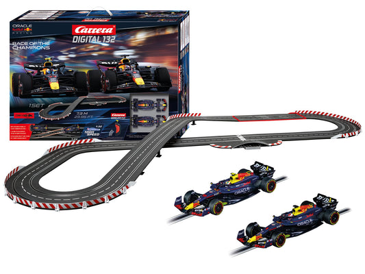Carrera 30048 Digital 132 Race of The Champions Slot Car Race Track Set, 1:32 Scale, 23.95-Feet Long, Featuring M.Verstappen and S.Perez Cars, Includes Wireless Controllers