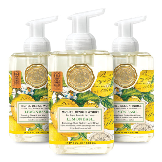 Michel Design Works Foaming Hand Soap, Lemon Basil, 3-Pack, 17.8 Fl oz Each