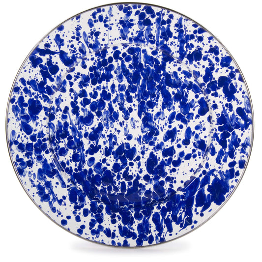 Golden Rabbit Enamelware - Cobalt Blue Swirl Pattern - 12.5 Inch Charger Plate