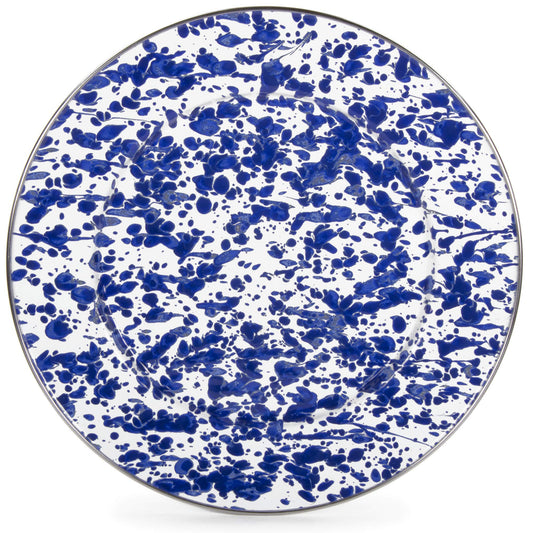 Golden Rabbit Enamelware - Cobalt Blue Swirl Pattern - 10.5 Inch Dinner Plate