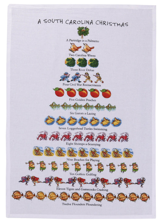 Mistletoe & Co. A South Carolina Christmas 100% Cotton Kitchen Tea Towel, 18" x 26"